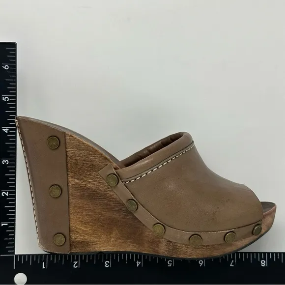 See by Chloe Wood Heel Wedge Leather Brown Shoes EU 37