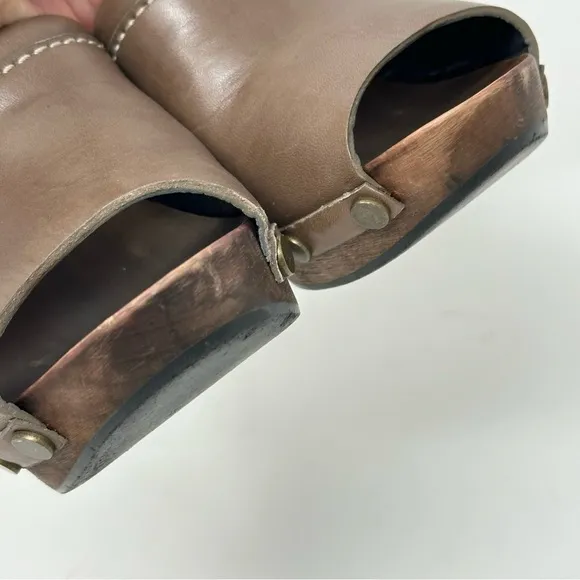 See by Chloe Wood Heel Wedge Leather Brown Shoes EU 37
