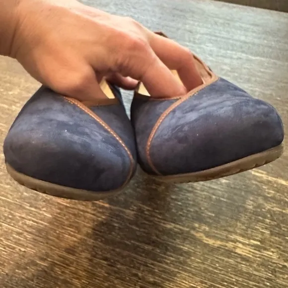 Semler Germany Weite O Navy Leather Wedge Flats Shoes Women Sz 7