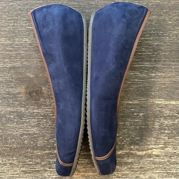 Semler Germany Weite O Navy Leather Wedge Flats Shoes Women Sz 7