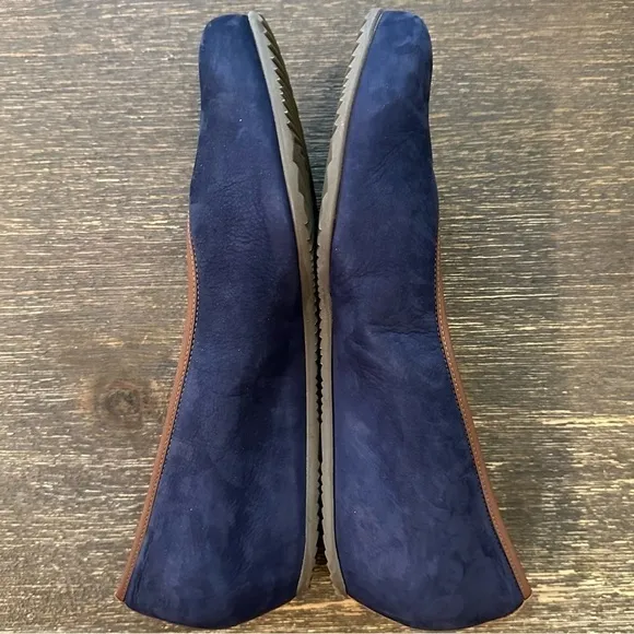 Semler Germany Weite O Navy Leather Wedge Flats Shoes Women Sz 7