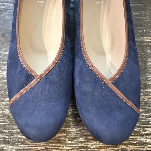 Semler Germany Weite O Navy Leather Wedge Flats Shoes Women Sz 7