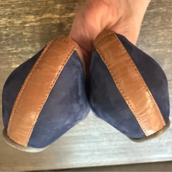 Semler Germany Weite O Navy Leather Wedge Flats Shoes Women Sz 7