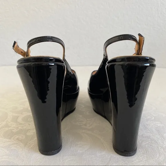 Sergio Rossi Patent Leather Platform wedge sandals