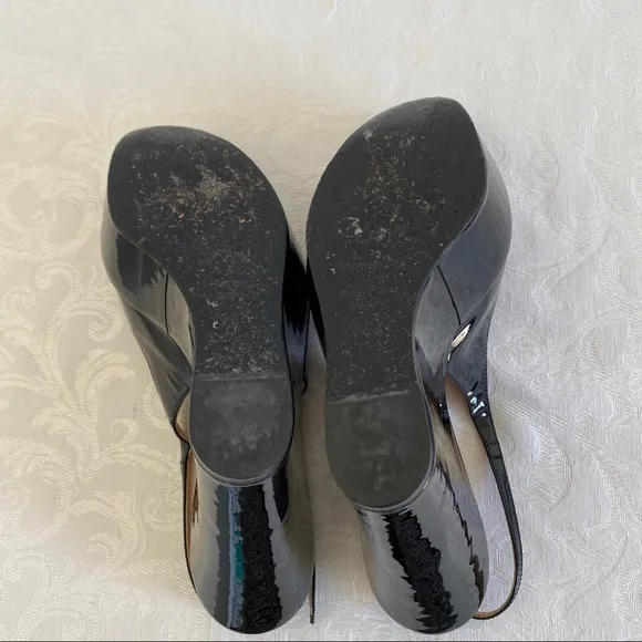Sergio Rossi Patent Leather Platform wedge sandals