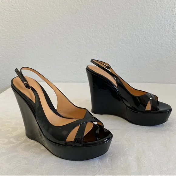 Sergio Rossi Patent Leather Platform wedge sandals