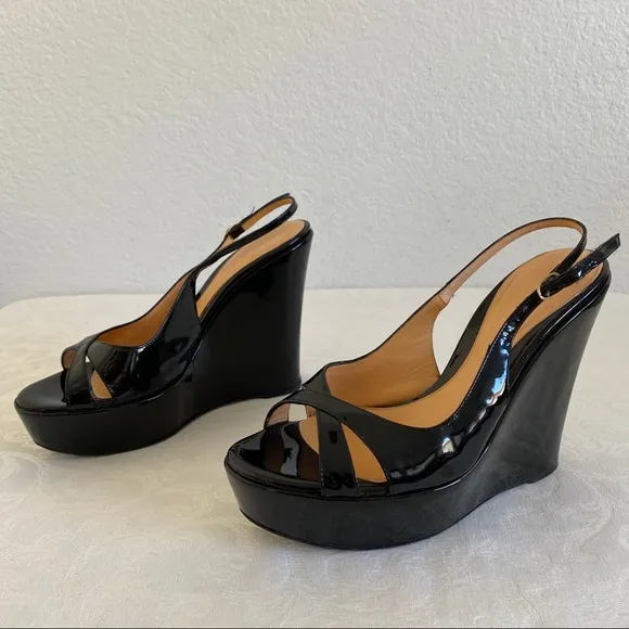 Sergio Rossi Patent Leather Platform wedge sandals