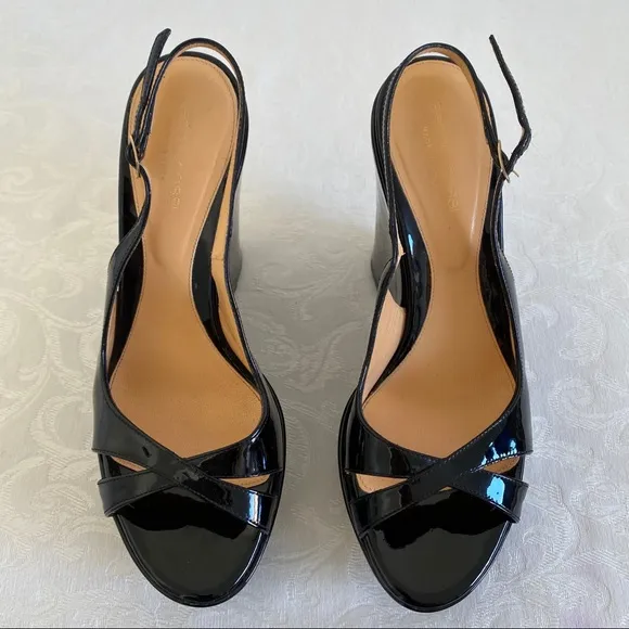 Sergio Rossi Patent Leather Platform wedge sandals