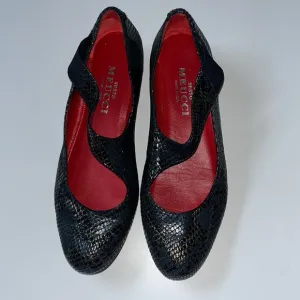 Sesto Meucci Women’s Black Bronze Leather Snakeskin Flat Shoes Sz 7.5 Italian‎
