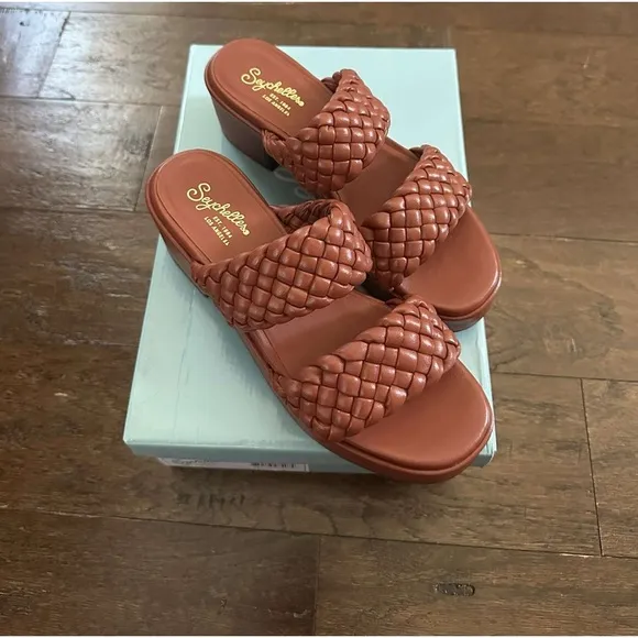 Seychelles-Novelty Platform Heel Sandals-Size 8-terracotta-New