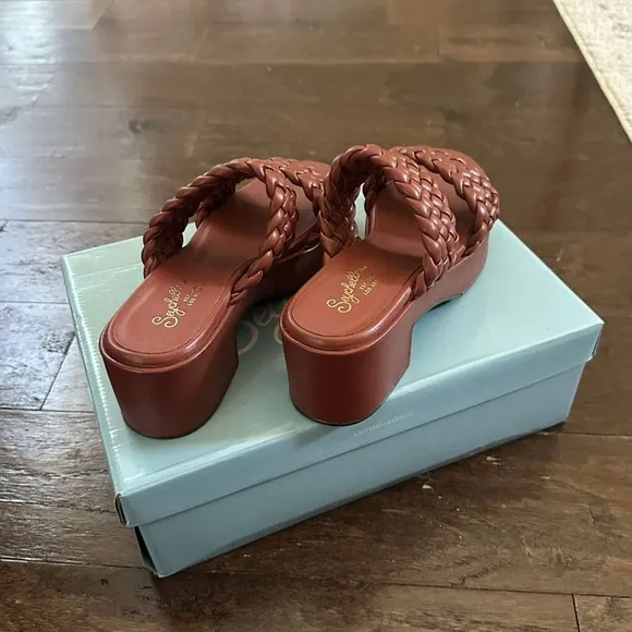 Seychelles-Novelty Platform Heel Sandals-Size 8-terracotta-New