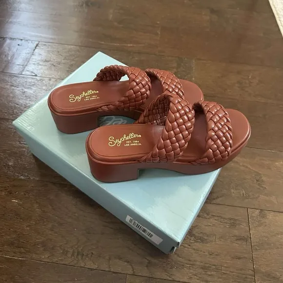 Seychelles-Novelty Platform Heel Sandals-Size 8-terracotta-New
