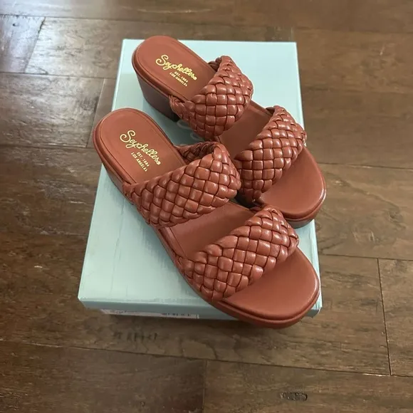 Seychelles-Novelty Platform Heel Sandals-Size 8-terracotta-New