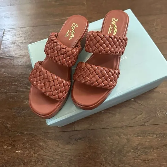Seychelles-Novelty Platform Heel Sandals-Size 8-terracotta-New