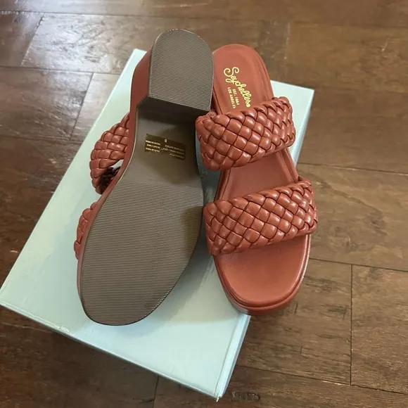 Seychelles-Novelty Platform Heel Sandals-Size 8-terracotta-New
