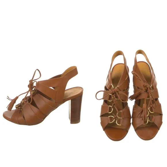 SEZANE High Irene gladiator strappy Heeled Sandals Lace Up Leather
