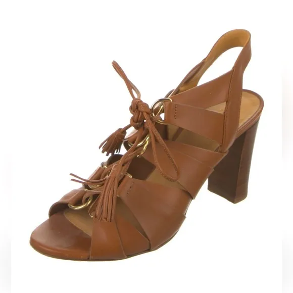 SEZANE High Irene gladiator strappy Heeled Sandals Lace Up Leather