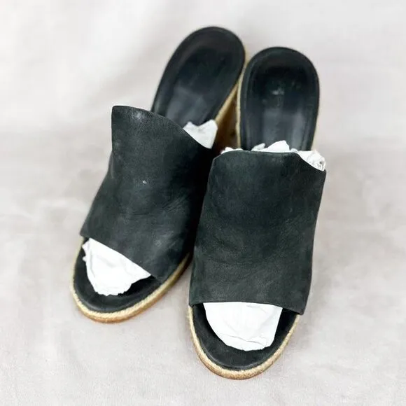 Sigerson Morrison Women's Black Suede Leather Platform Sandals, Size US 8