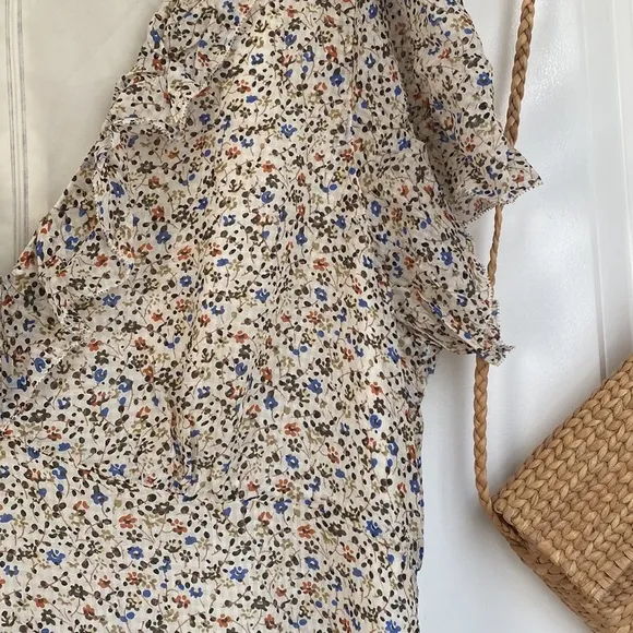 Silk floral ruffle mini dress by Madewell size 12