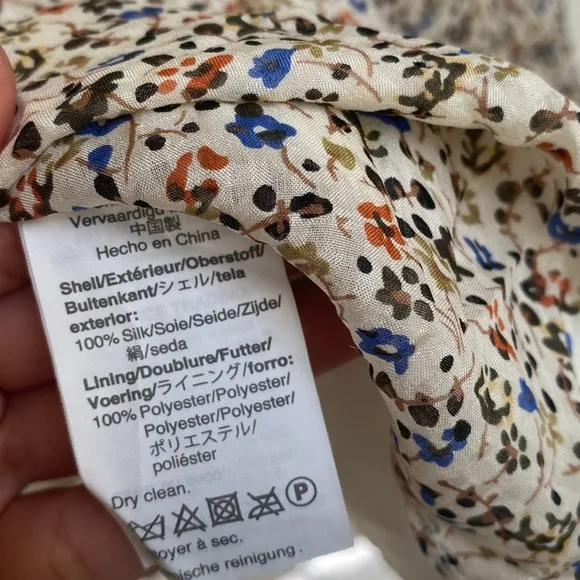 Silk floral ruffle mini dress by Madewell size 12