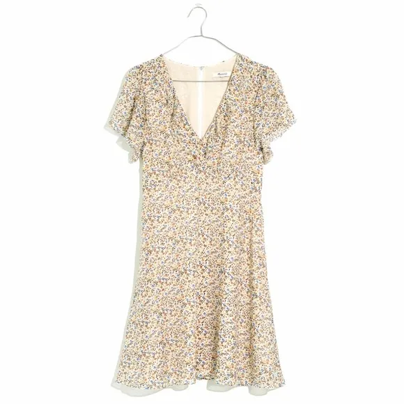 Silk floral ruffle mini dress by Madewell size 12