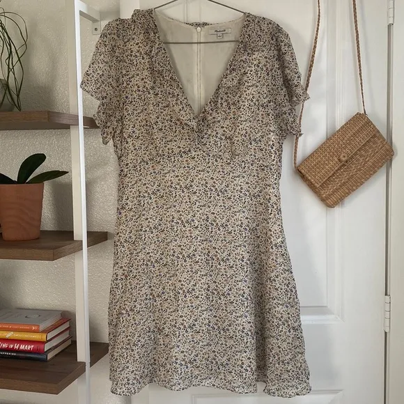 Silk floral ruffle mini dress by Madewell size 12