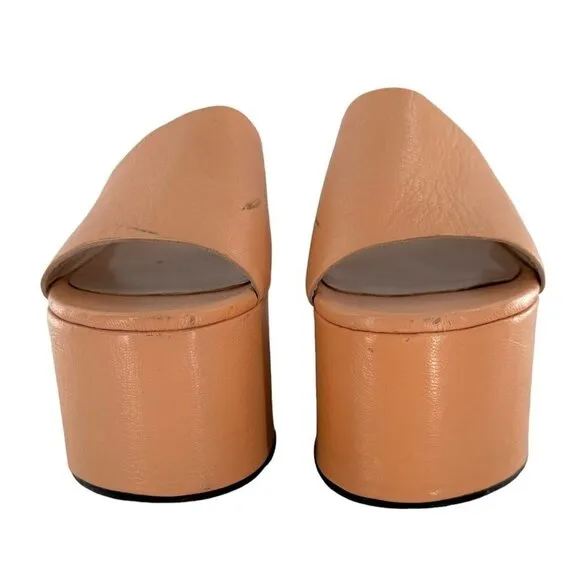 SIMON MILLER Peach Pink Faux Leather Blackout Wedge Sandals Size 43/12
