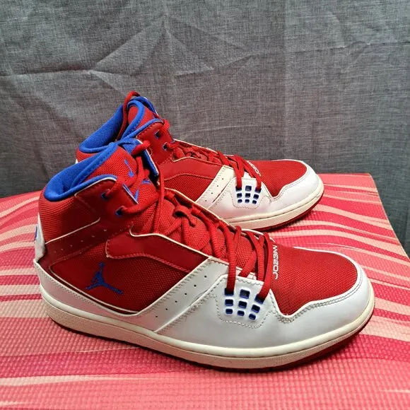 Size 10.5 Nike Air Jordan 1 Flight 23 High Top Shoes Red White 372704-607 Men