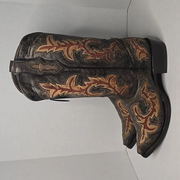 Size 8 Mens Corral Black/Red Inlay &amp; Embroidery  Western Cowboy Boots C3883
