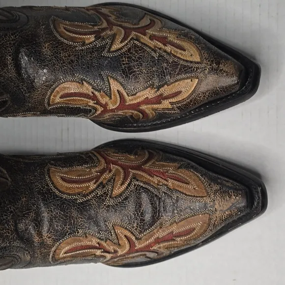 Size 8 Mens Corral Black/Red Inlay &amp; Embroidery  Western Cowboy Boots C3883