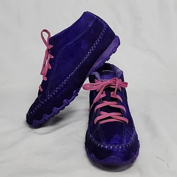 SKECHERS CUSTOM DYED 🐽TOTEM POLE DISTRESSED BUBBLE GUM PURPLE LADIES 7.O GUC