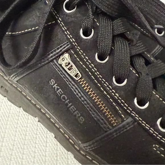 Skechers Jammers Chunky Y2K Black Leather Shoes Womens Size 10