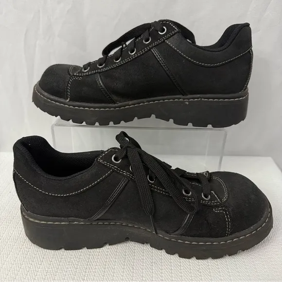 Skechers Jammers Chunky Y2K Black Leather Shoes Womens Size 10