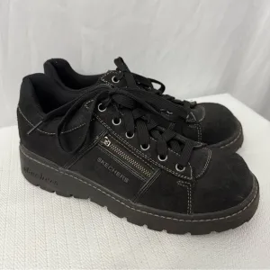 Skechers Jammers Chunky Y2K Black Leather Shoes Womens Size 10