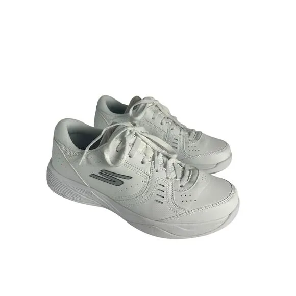 SKECHERS Men's 8.5 VIPER COURT SMASH White LEATHER Shoes AUTHENTIC‎ IN BOX NWB