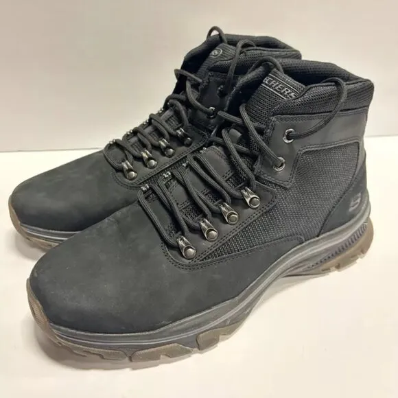 Skechers Men’s Ralcon-Lorken Black Lace-Up Boots, Size 10.5 M