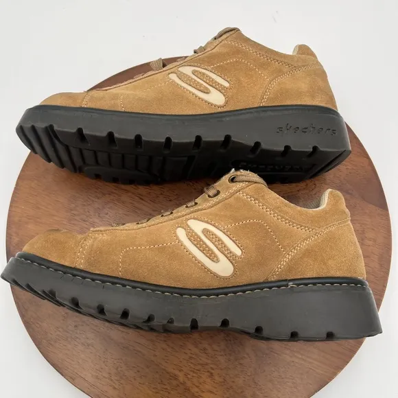 Skechers Vintage Y2K 90s Chunky Platform Suede Leather Retro Oxford Shoes SZ 8.5