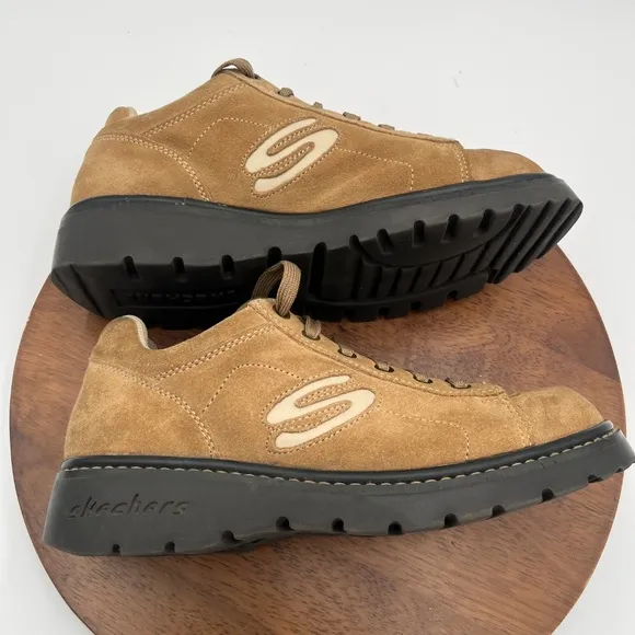 Skechers Vintage Y2K 90s Chunky Platform Suede Leather Retro Oxford Shoes SZ 8.5