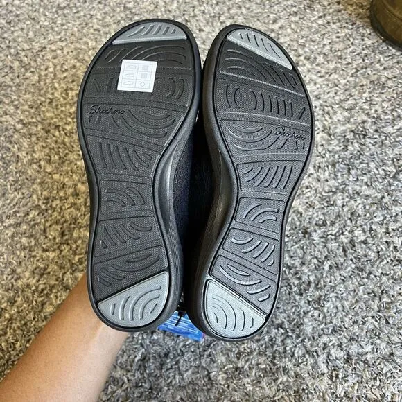 Skechers Women's Cleo Flex Wedge Black Comfort Shoes Size US 5.5 New