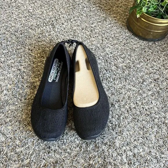 Skechers Women's Cleo Flex Wedge Black Comfort Shoes Size US 5.5 New