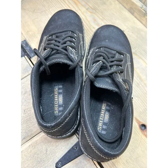 Skechers Womens US10 Parties Mate Oxford Y2K Chunky Shoes Black Leather 45120