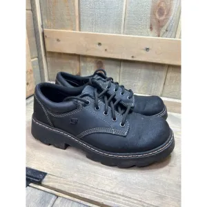 Skechers Womens US10 Parties Mate Oxford Y2K Chunky Shoes Black Leather 45120