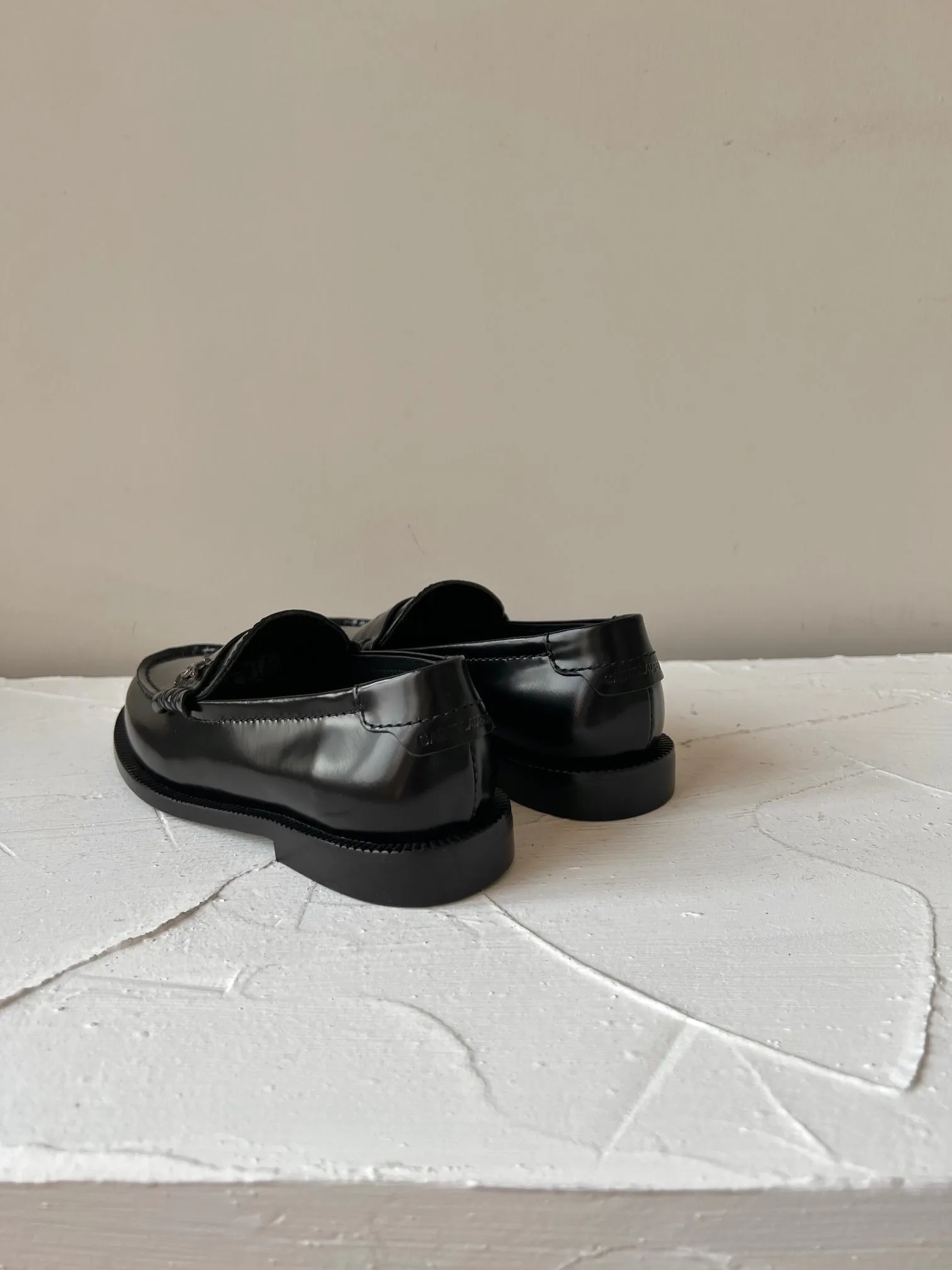 SL Saint Laurent LE High-quality BLACK CALFSKIN Same-day shipping LOAFER
