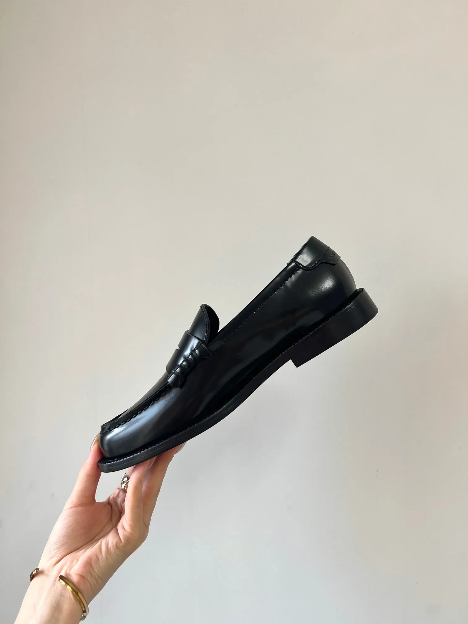 SL Saint Laurent LE High-quality BLACK CALFSKIN Same-day shipping LOAFER