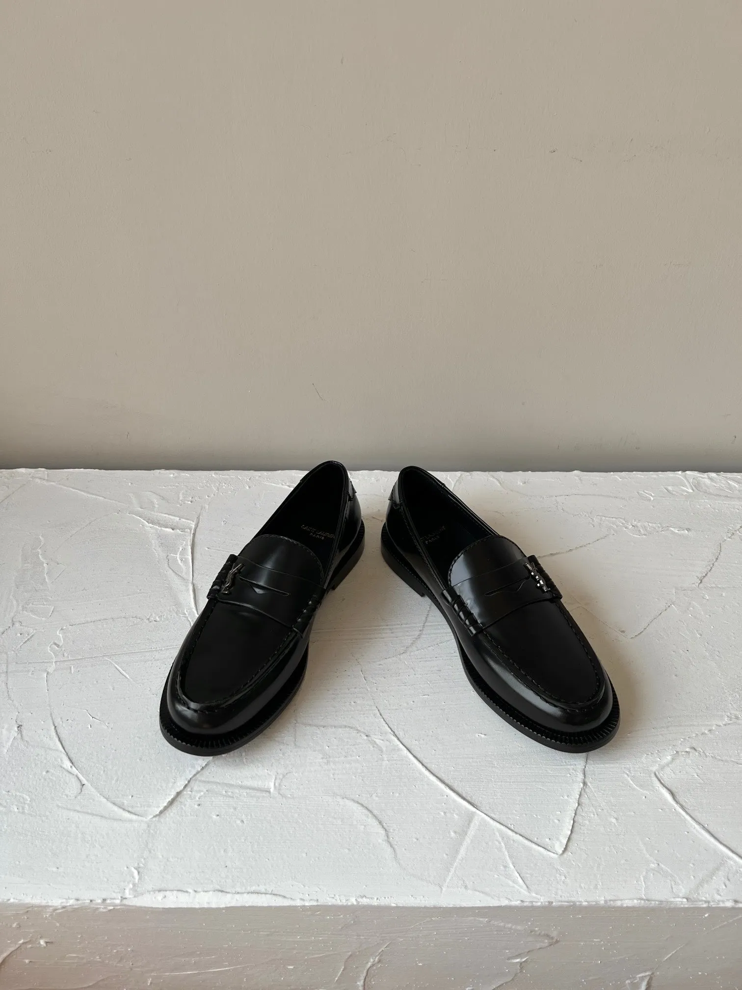 SL Saint Laurent LE High-quality BLACK CALFSKIN Same-day shipping LOAFER