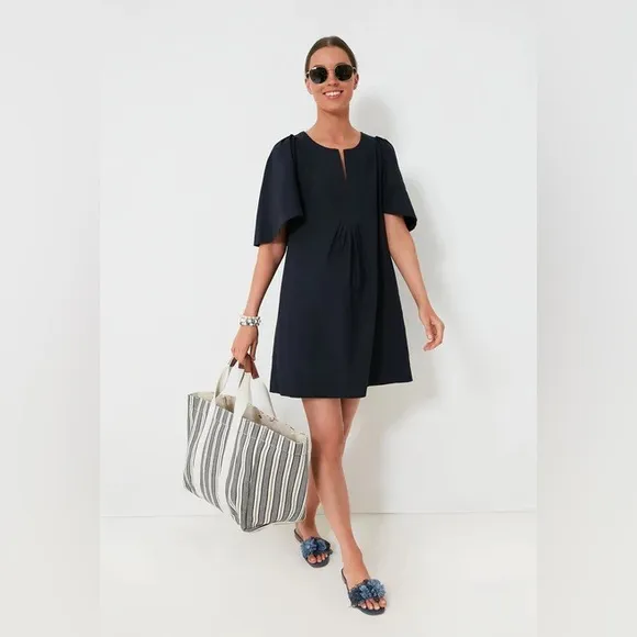 Small Tuckernuck Pomander Place Deep Navy Finley Flutter Sleeve Dress