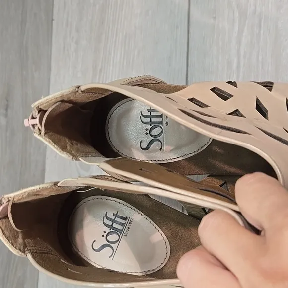 Sofft Women Gila Mule Leather Ankle Zip Back Wedge Sandals shoes sz 11M