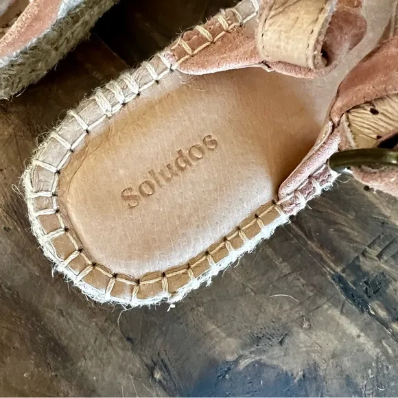 Soludos Sanibel Suede Espadrille Fisherman Sandals in Sahara Pink. Size 6.5.