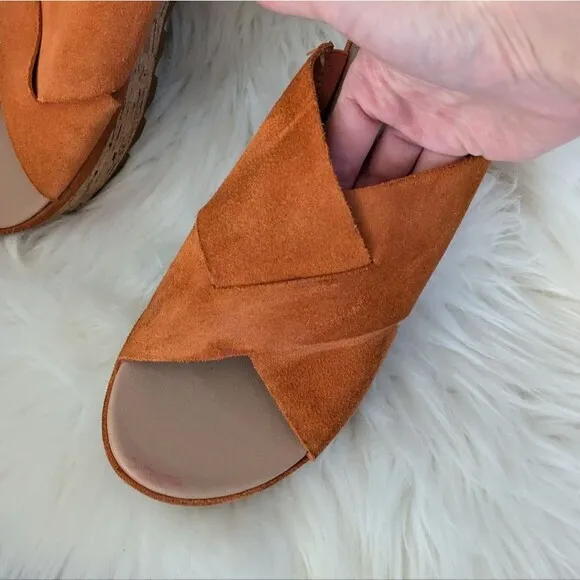 Sorel Cameron flatform platform mule sandals orange “desert sun” cork leather 8