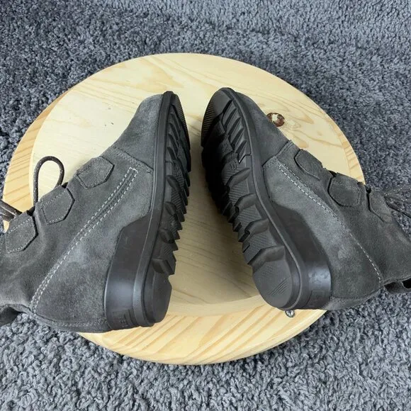 Sorel Evie Hidden Wedge Boots Womens Size 7.5 Suede Gray Lace Up Ankle Booties
